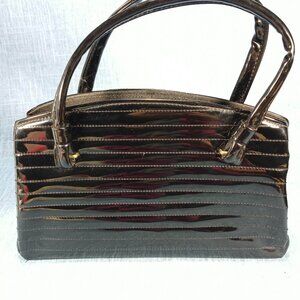 1950s Vintage Black Patent Structured Purse